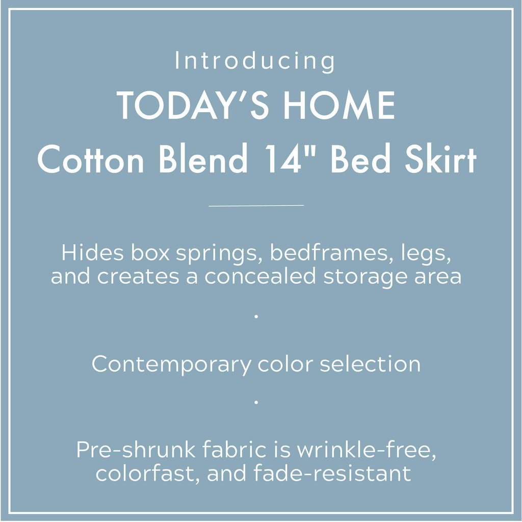 Today? Home Classic Tailored Bed Skirt Dust Ruffle, Cotton Blend Design, 14' Drop Length, California King, Black