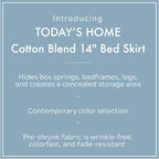 Today? Home Classic Tailored Bed Skirt Dust Ruffle, Cotton Blend Design, 14' Drop Length, California King, Black