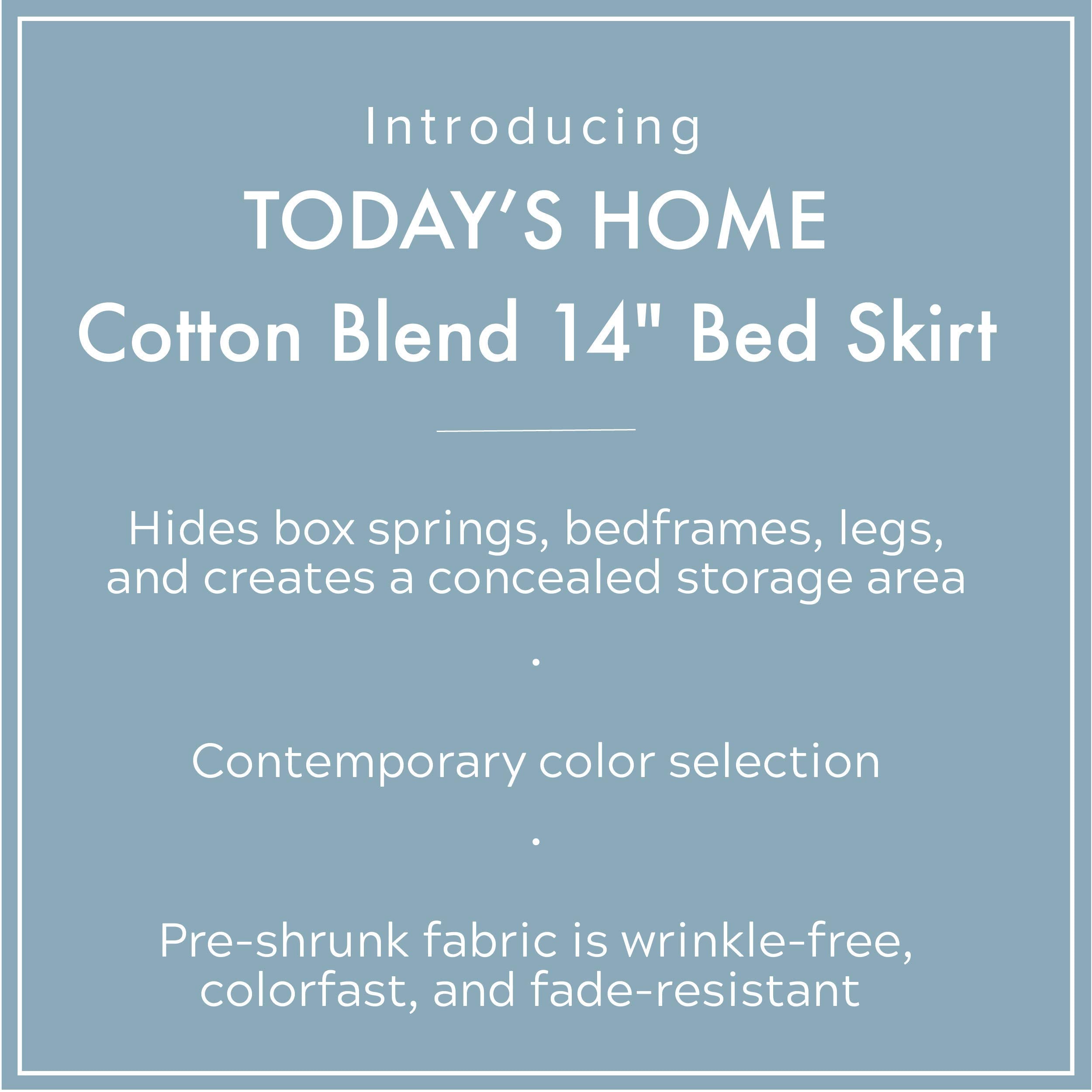 Today? Home Classic Tailored Bed Skirt Dust Ruffle, Cotton Blend Design, 14' Drop Length, California King, Black