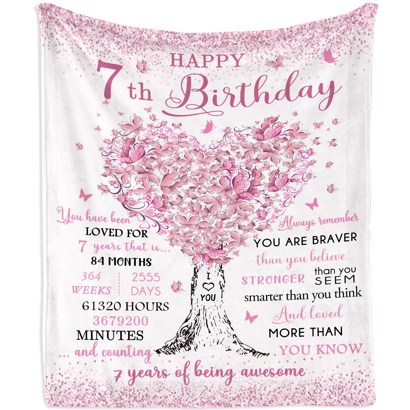 Mubpean 7 Year Old Girl Birthday Gifts Blanket 60'X50', Gifts For 7 Year Old Girls, 7 Year Old Girl Gifts, Birthday Gifts For