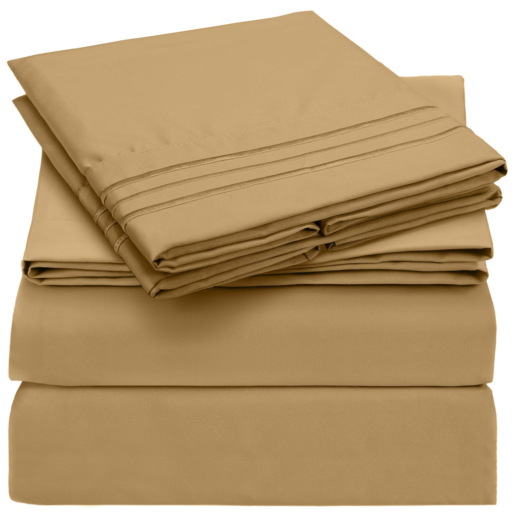Mellanni California King Sheets Set - 4 PC Iconic Collection Bedding Sheets & Pillowcases - Hotel Luxury, Extra Soft, Cooling Be