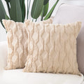 Madizz Set Of 2 Soft Plush Short Wool Velvet Decorative Throw Pillow Covers 20X20 Inch Khaki Square Luxury Style Cushion Cases P