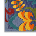 Nourison Aloha Indoor/Outdoor Modern Navy Multicolor 5'3' X 7'5' Area Rug, Easy Cleaning, Non Shedding, Bed Room, Living Room, Dining Room, Backyard, Deck, Patio (5X7)
