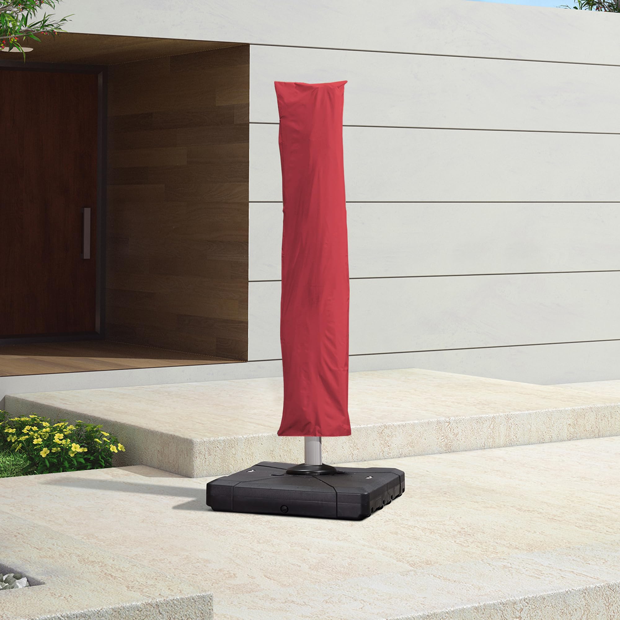 Purple Leaf Patio Umbrella Cover Outdoor Offset Cantilever Umbrella Cover With Zipper,Uv Resistant And Rod, S Size Terra