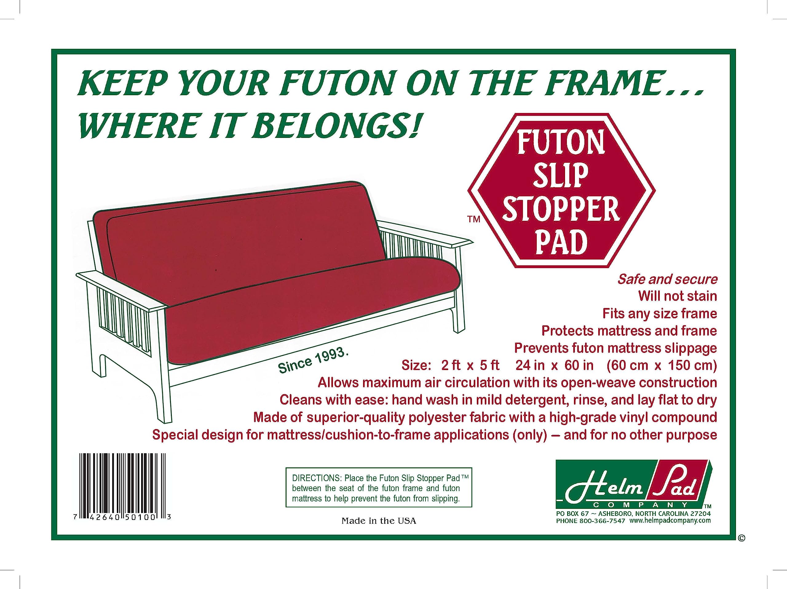 Non-slip Futon Grip Pad (Slip Stopper Pad) by Helm Pad