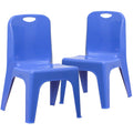 2 Pack Blue Plastic Stackable School Chair with Carrying Handle and 11 Seat Height