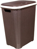 Nilkamal Laundry Basket Cloth Hamper Cutout Design With Foldable Handle For Washing Bin Dirty Clothes Storage,Plastic Rack, Choc
