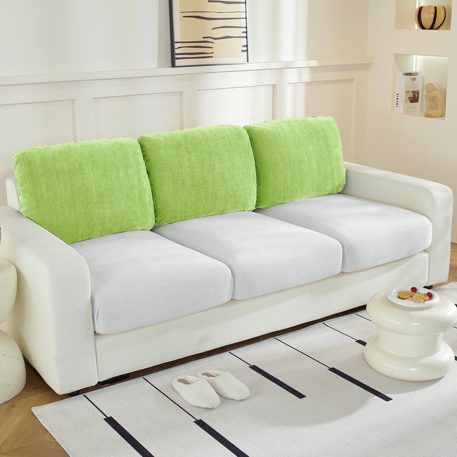 WEYOND Large Backrest Cushion Covers Super Stretch Backrest Covers for 3 Cushion Couch Sofa, Couch Back Cushion Covers Featuring