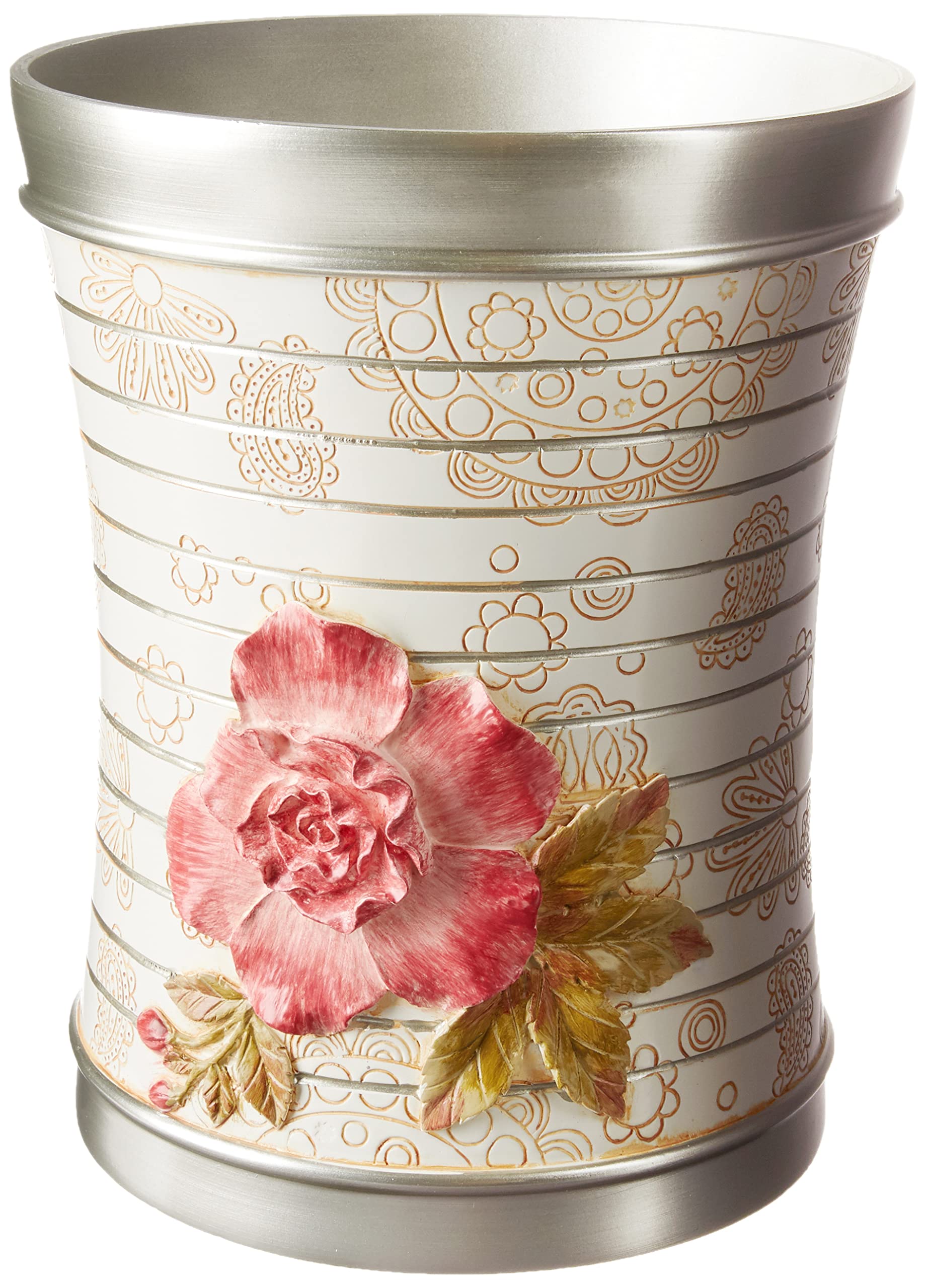 Popular Bath Madeline, Beige Resin Trash Can, Open-Top