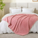Bedelite Fleece Blanket - 3D Jacquard Decorative Dusty Pink Throw Blankets For Couch & Bed, Soft And Cozy Warm Plush Fluffy Blan