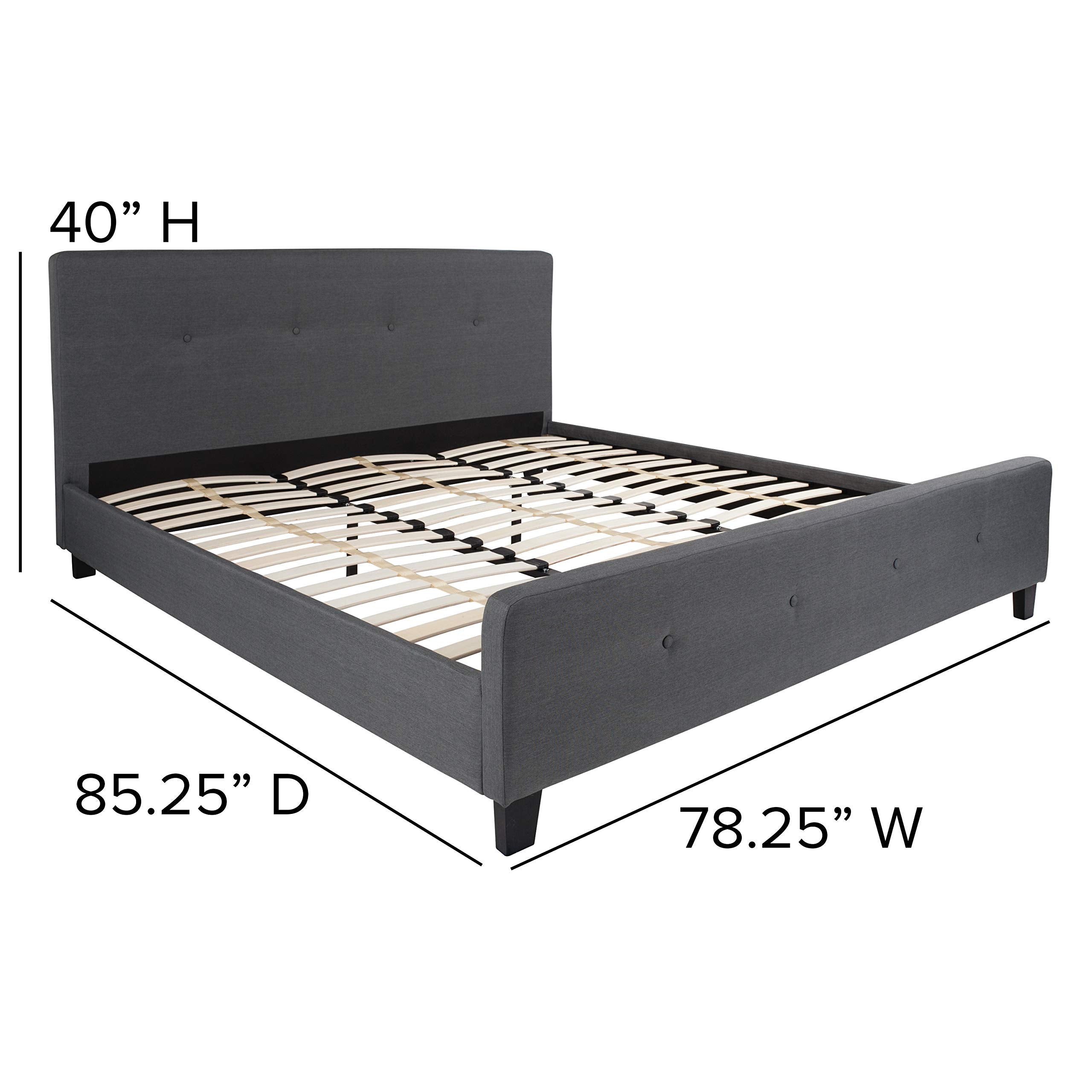 Flash Furniture Tribeca King Size Tufted Upholstered Platform Bed In Dark Gray Fabric