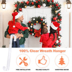 15' Clear Wreath-Hanger Non Scratch Over The Door Hooks,1 Pack Wreath-Door-Hanger Easter Halloween Christmas Decoration,Welcome
