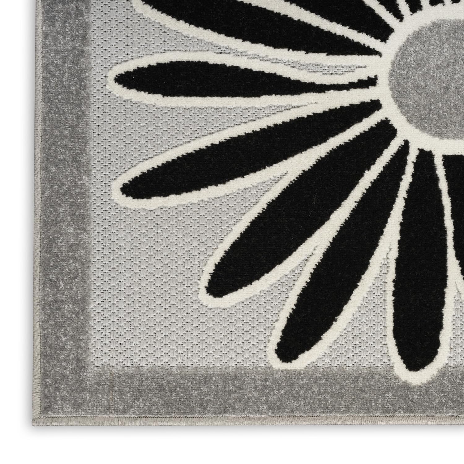 Nourison Aloha Indoor/Outdoor Black White 3'6' X 5'6' Area Rug, Easy Cleaning, Non Shedding, Bed Room, Living Room, Dining Room, Kitchen (4X6)
