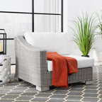 Modway Conway Outdoor Patio Wicker Rattan, Left-Arm Chair, Light Gray White