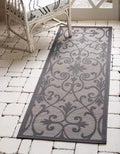 Unique Loom Outdoor Botanical Collection Area Rug - Gate (2 x 6 1 Runner, Gray/ Silver)