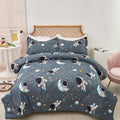 Jsd Grey Astronaut Kids Comforter Set Twin Size, 2 Piece Space Theme Microfiber Comforter With Pillow Sham, Lightweight All Seas