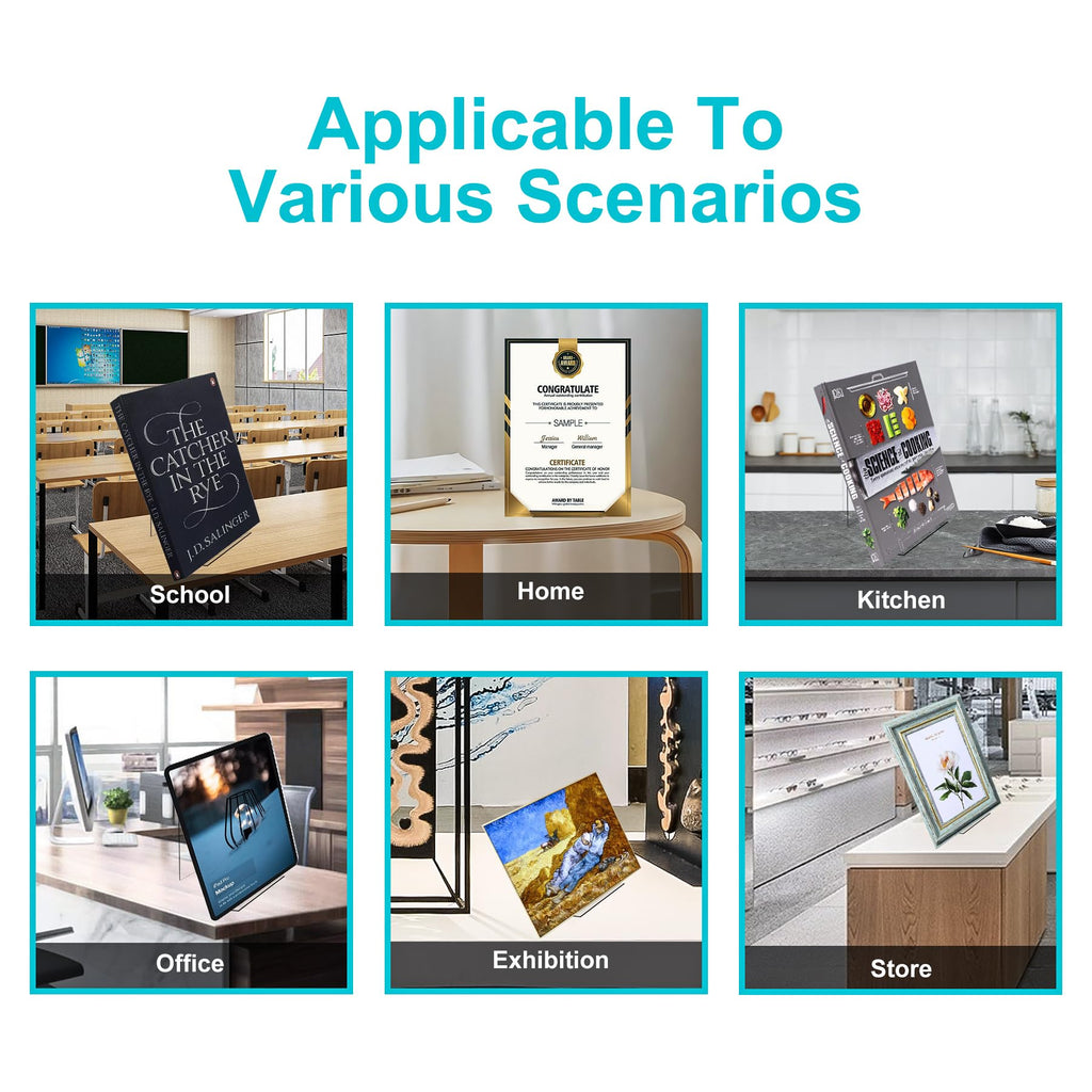 Boloyo Acrylic Book Stand Without Ledge ,6 Inch 6Pc Clear Acrylic Display Easel Transparent Display Stand Holder Tablet Holder F