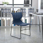 Flash Furniture Hercules Series 661 Lb. Capacity Navy Full Back Stack Chair With Gray Powder Coated Frame