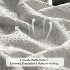 Phf Cooling Waffle Blanket Queen Size, Lightweight 60% Rayon Derived From Bamboo & 40% Cotton Breathable Blanket For Hot Sleepers, Soft And Luxury For Bed Couch And Sofa, 90'X90', Grey