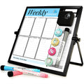 Small Desktop White Board With Weekly Planner 10X10 Inch, Magnetic To Do List Dry Erase Board Calendar With Stand, 3 Markers, 4