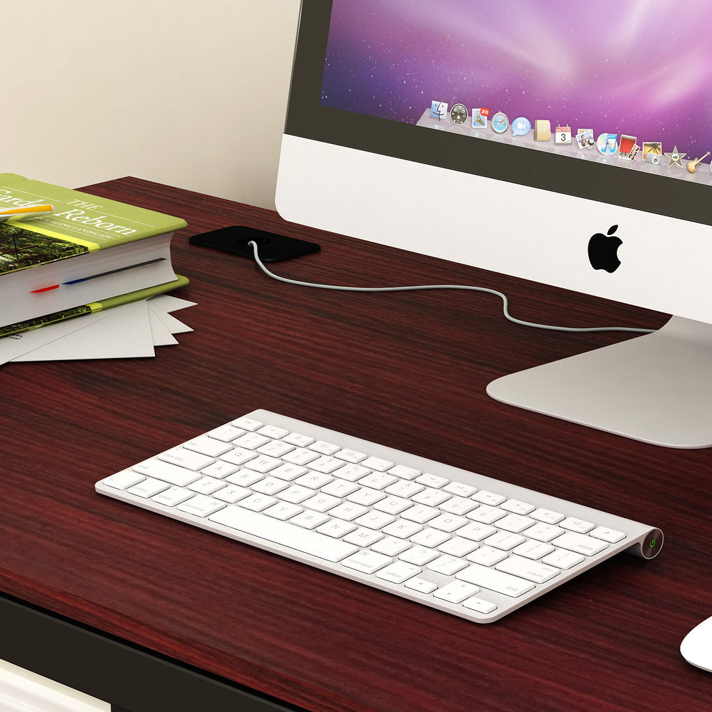Shw Home Office 55-Inch Large Computer Desk, 24' Deep, Black/Cherry