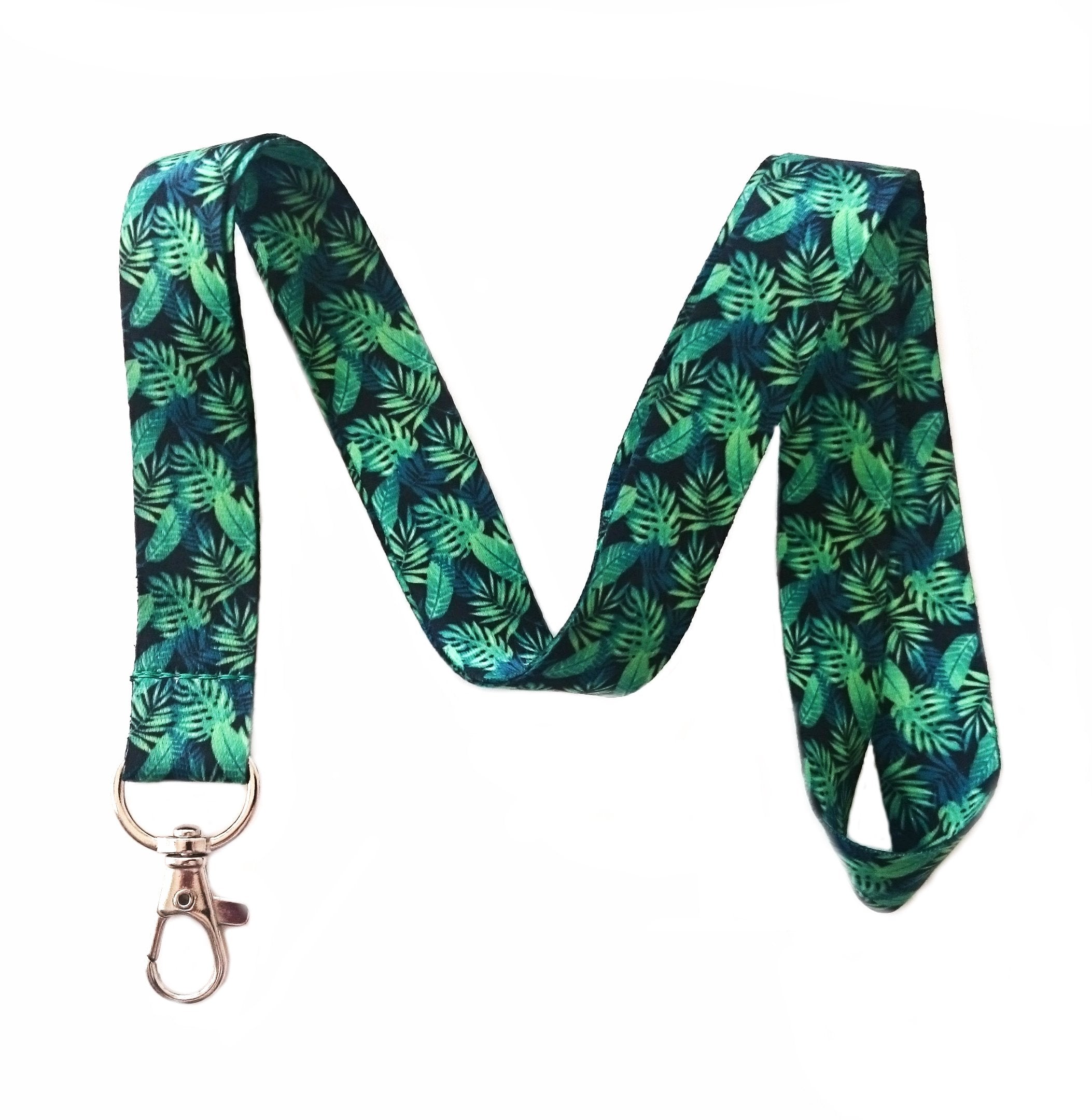 Tropical Ferns Print Lanyard Key Chain Id Badge Holder