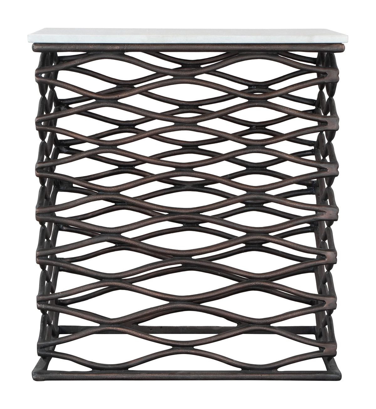 Zuo Duke Side Table White & Antique Bronze
