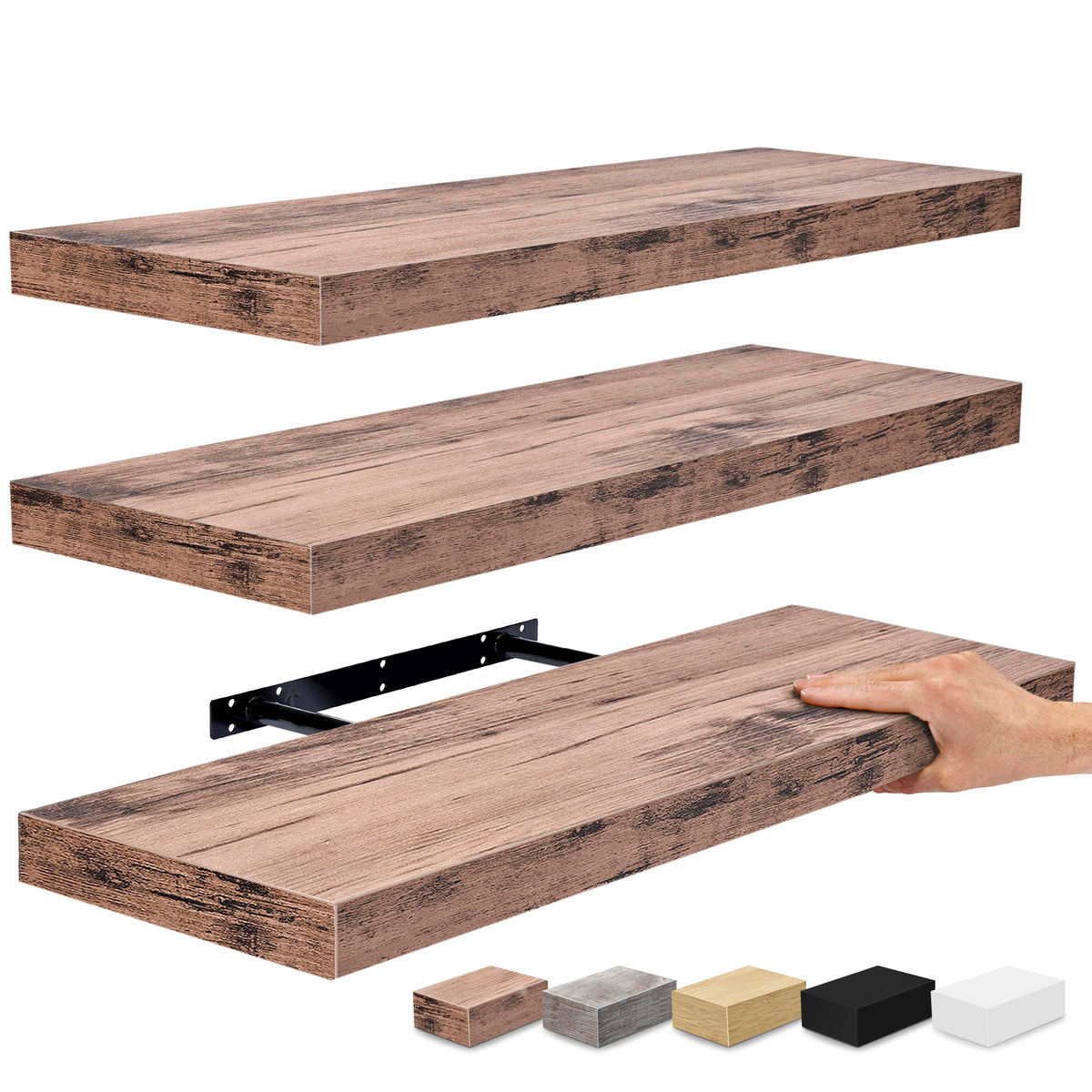 Sorbus Floating Shelves for Wall - 24 Inch Wall Shelves for Bedroom, Kitchen Decor, Bathroom Shelves - 3 MahoganyFloating Shelve