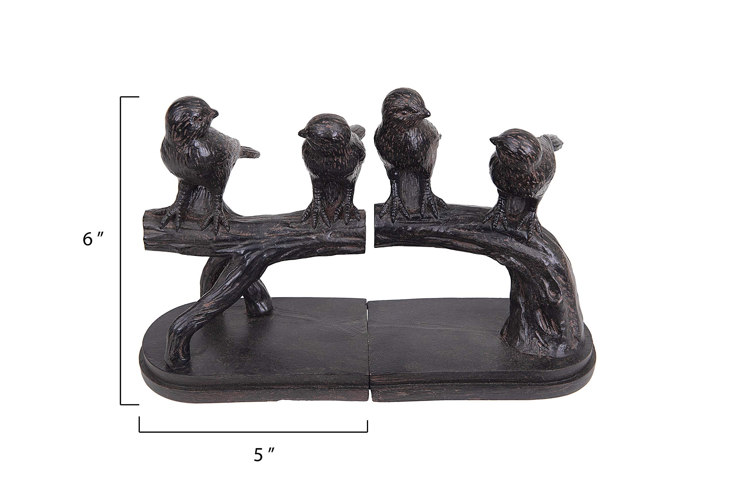 Creative Co-Op Resin Birds On A Branch Shaped Bookends (Set Of 2 Pieces)