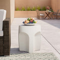 COSIEST Concrete Side Table Drum Shape,17H Outdoor Side Table, Patio Accent Table Cement End Tables, Garden Decorative Stool, 