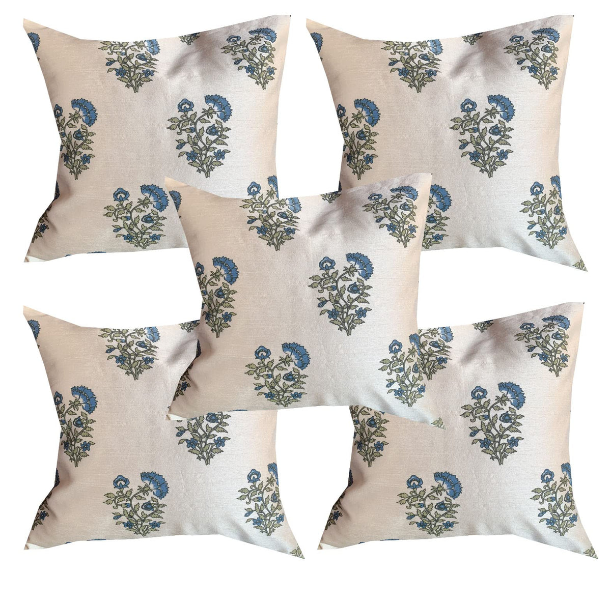 Pink Parrot Dopian Silk Designer Decorative Throw Pillow Covers/Cushion Covers (18X18 Inches)  Set Of 5Code 028
