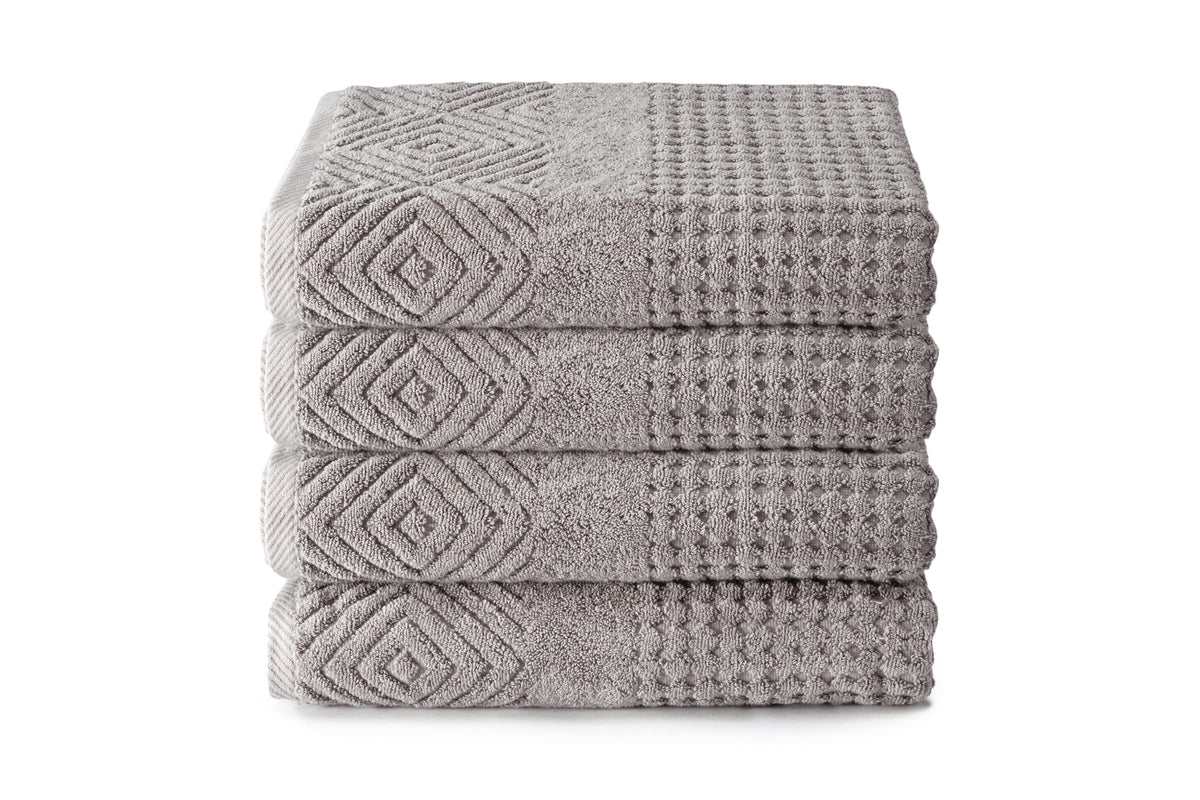 Texere 100% Organic Cotton Diamond Jacquard 700 GSM Luxury Bath Towel Sets - Ultra Soft and Absorbent Hotel and Spa Quality (Dia