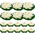 WhistenFla 16Pcs Artificial Floating Pool Flowers, 7in & 4in Fake Water Lily Pads Flowers, Lotus Flower Floating Pool Decoration