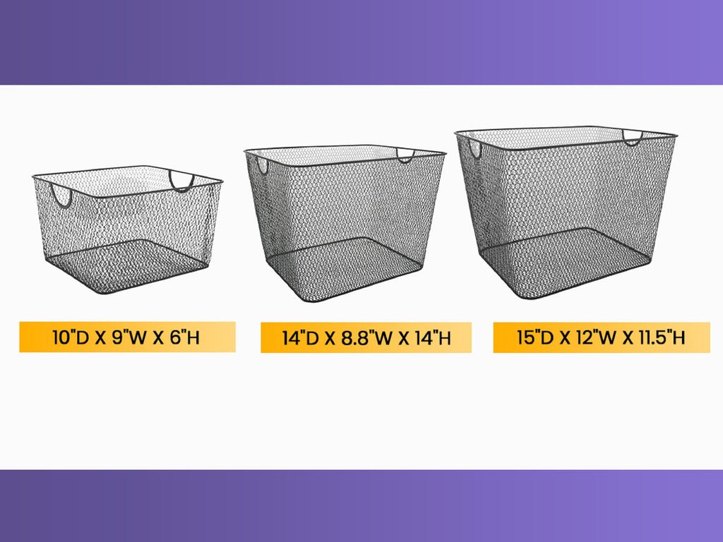 Mesh Open Bin Storage Basket Organizer For Fruits, Vegetables, Pantry Items Toys 2040 (1, 14 X 10 X 9)