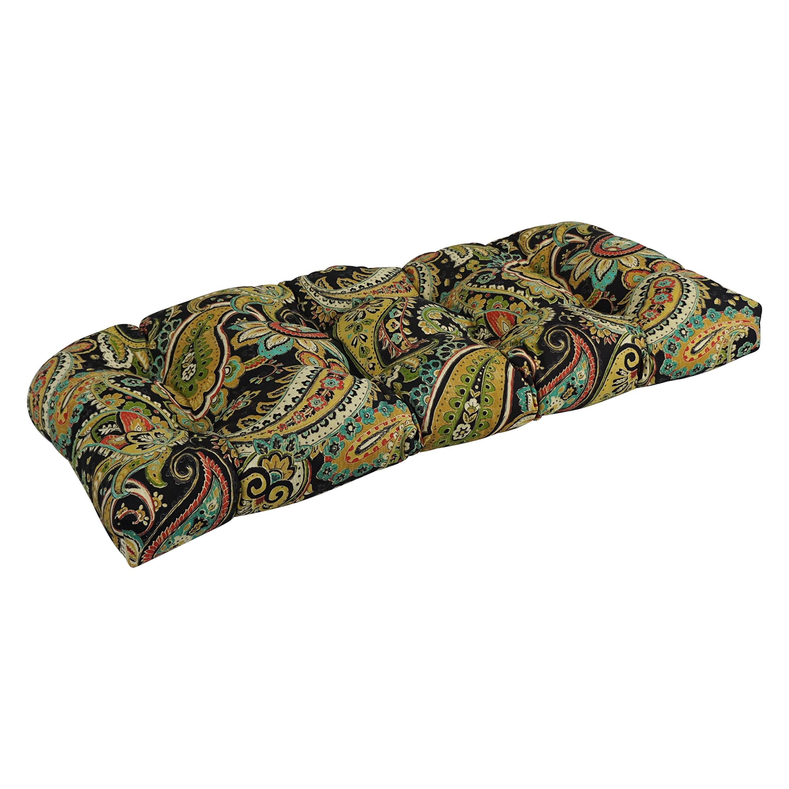 42-inch by 19-inch U-Shaped Patterned Spun Polyester Tufted Settee/Bench Cushion