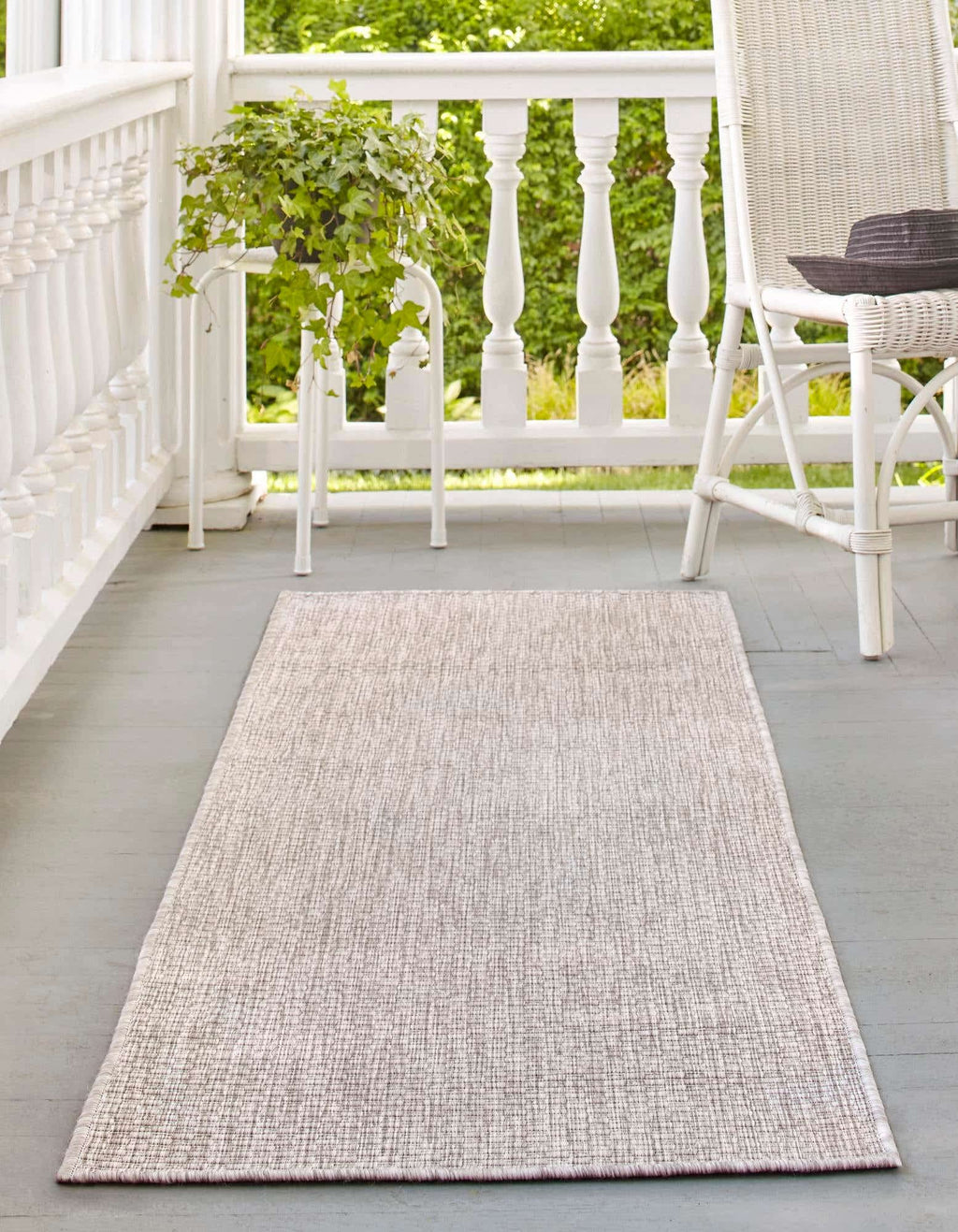 Unique Loom Collection Casual Transitional Solid Heathered Indoor/Outdoor Flatweave Area Rug (2' 7'' X 10' Runner, Beige/Ivory)