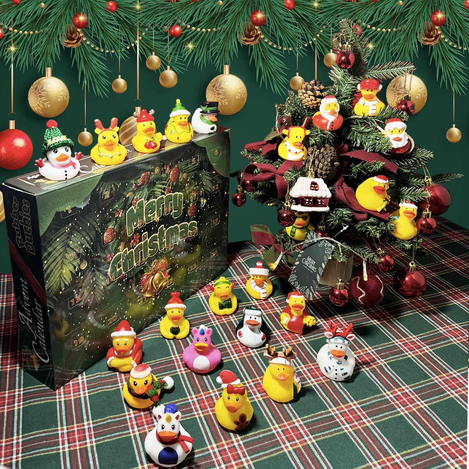 SQZUWIT Advent Calendar 2025 - Rubber Duckies Countdown Gift for Kids, 24 Days Surprises, Christmas Holiday Fun for Ages 3-8