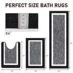 Pauwer Bathroom Rugs Sets 3 Piece Bathroom Shower Rugs With U-Shaped Contour Toilet Mat Absorbent Microfiber Plush Bath Mats Non