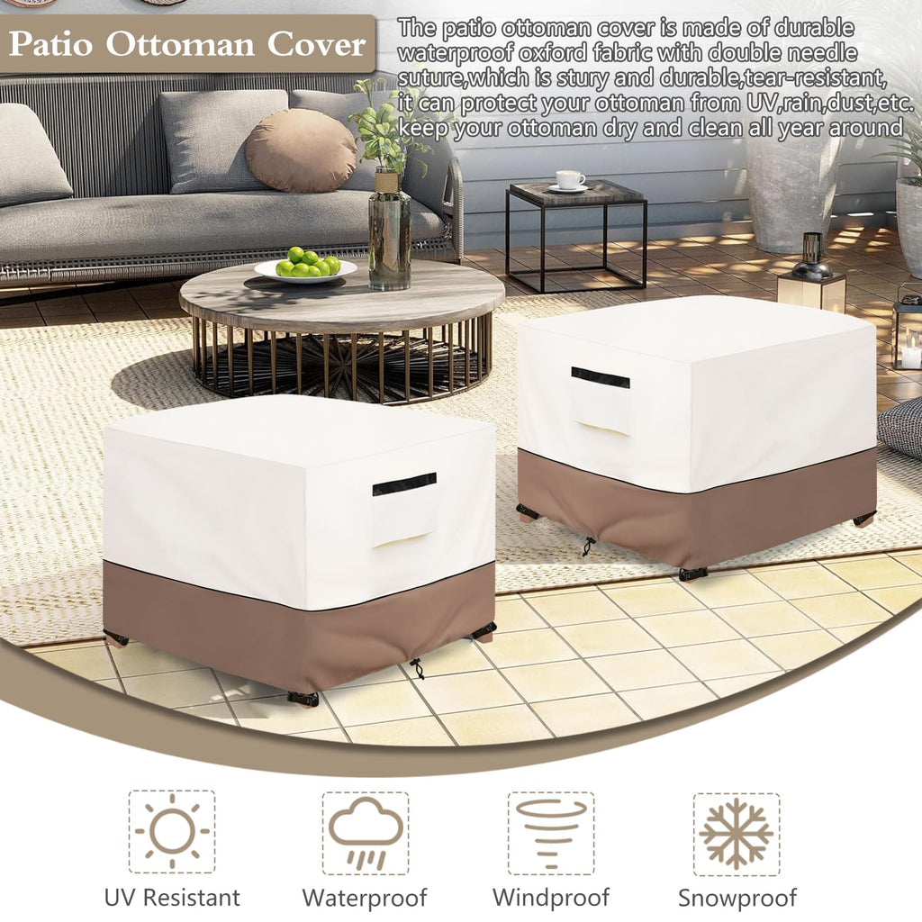 Solotoo Patio Ottoman Cover Waterproof Square Outdoor Ottoman Cover,25W X 25D X 18H Inches Patio Furniture Covering Protector Ou