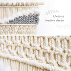 Mkono Macrame Wall Hanging Woven Boho Decor Gray Yarn Fringe Tassel Handmade Home Decoration For Bedroom Living Room Dorm Nurser