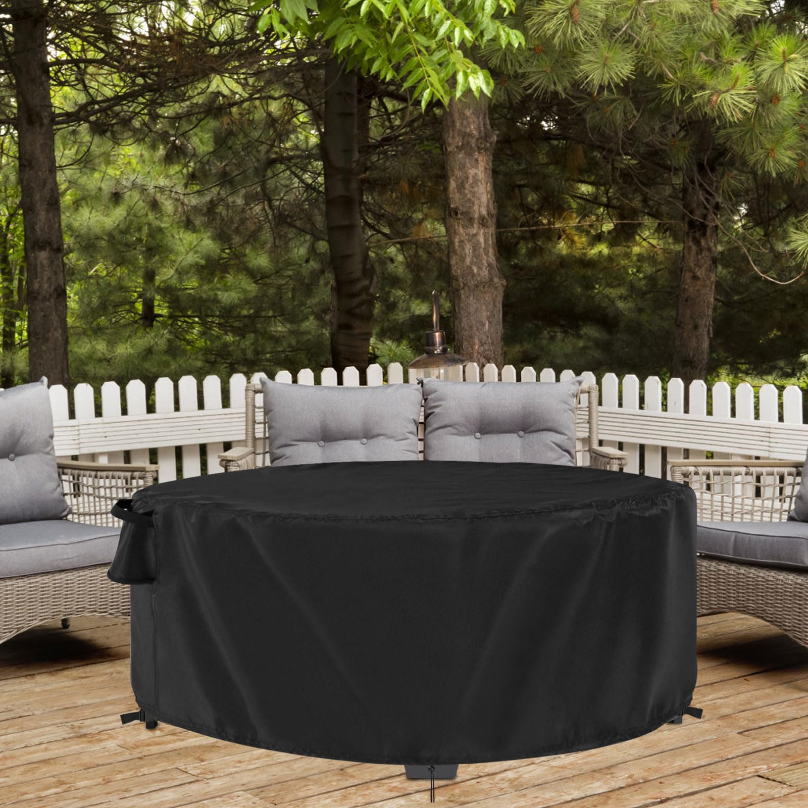 Jungda Outdoor Round Coffee Table Cover 38 Inch,Waterproof Patio Round Table Covers, Heavy Duty Outdoor Small Furniture Cover - 38 X 18 Inch