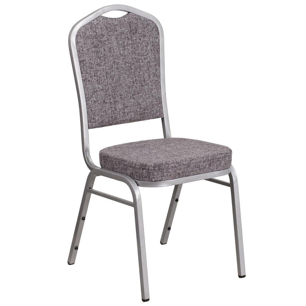 Flash Furniture Hercules Series Crown Back Stacking Banquet Chair In Herringbone Fabric - Silver Frame