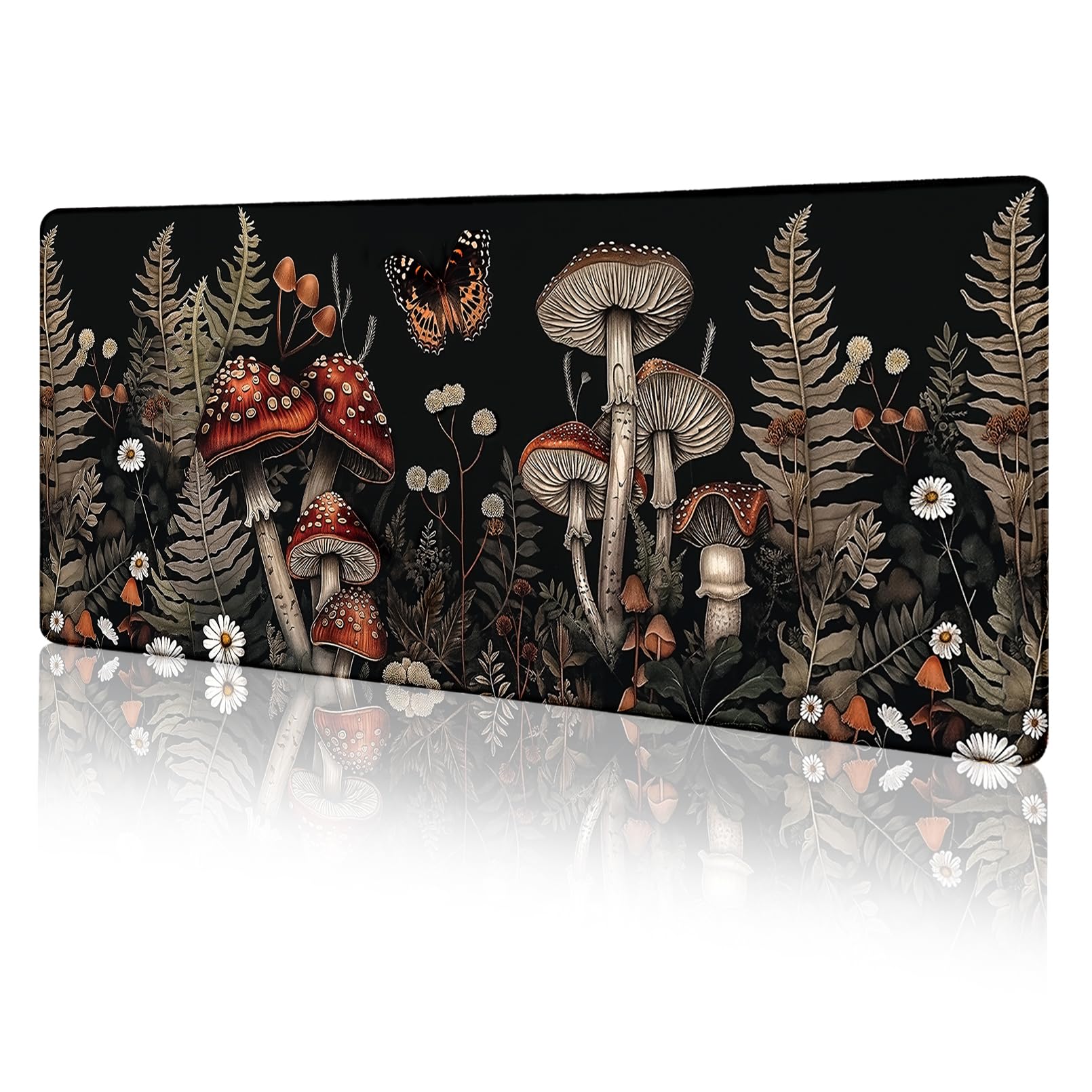 Limkrian Mushroom Mouse Pad Large Desk Mat, Extra Large Gaming Computer Mousepad With Stitched Edges Non-Slip, Keyboard Mouse Pa