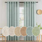 Miulee Dusty Blue Linen Curtains 84 Inch Length 2 Panels For Bedroom Living Room, Soft Thick Linen Textured Window Drapes Semi Sheer Light Filtering Back Tab Rod Pocket Burlap Look, 37X84 Inches