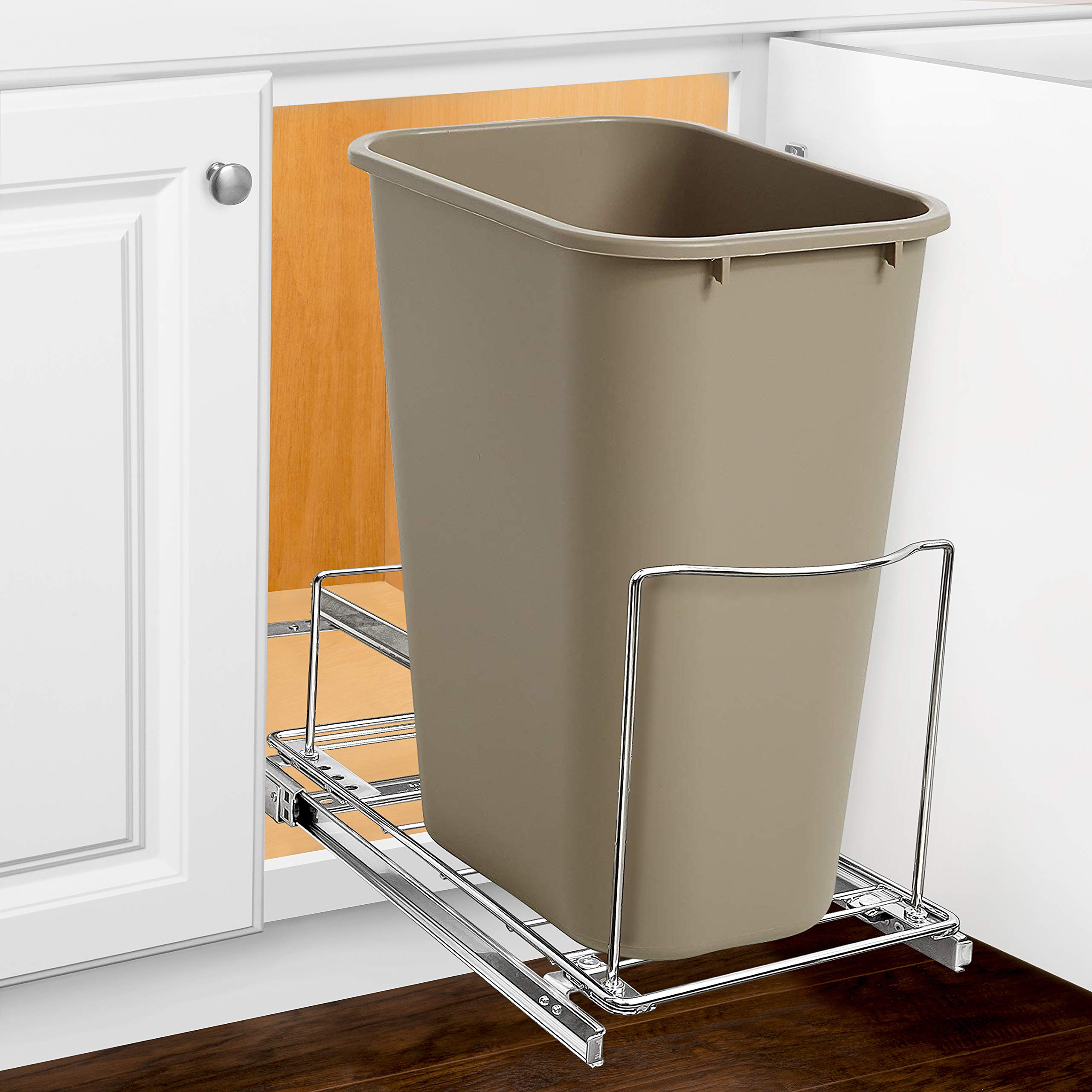 LYNK PROFESSIONAL Pull Out Trash Can Under Cabinet - Under Sink Trash Can Slider - Trash Cabinet - Trash Can Slide Out Drawer - 