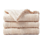 Battilo Cream Ivory Cable Knit Throw Blankets For Couch, Super Soft Warm Cozy Decorative Knitted Throw Blanket For Bed, Sofa, Ch