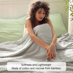 Phf Cooling Waffle Blanket Queen Size, Lightweight 60% Rayon Derived From Bamboo & 40% Cotton Breathable Blanket For Hot Sleepers, Soft And Luxury For Bed Couch And Sofa, 90'X90', Grey
