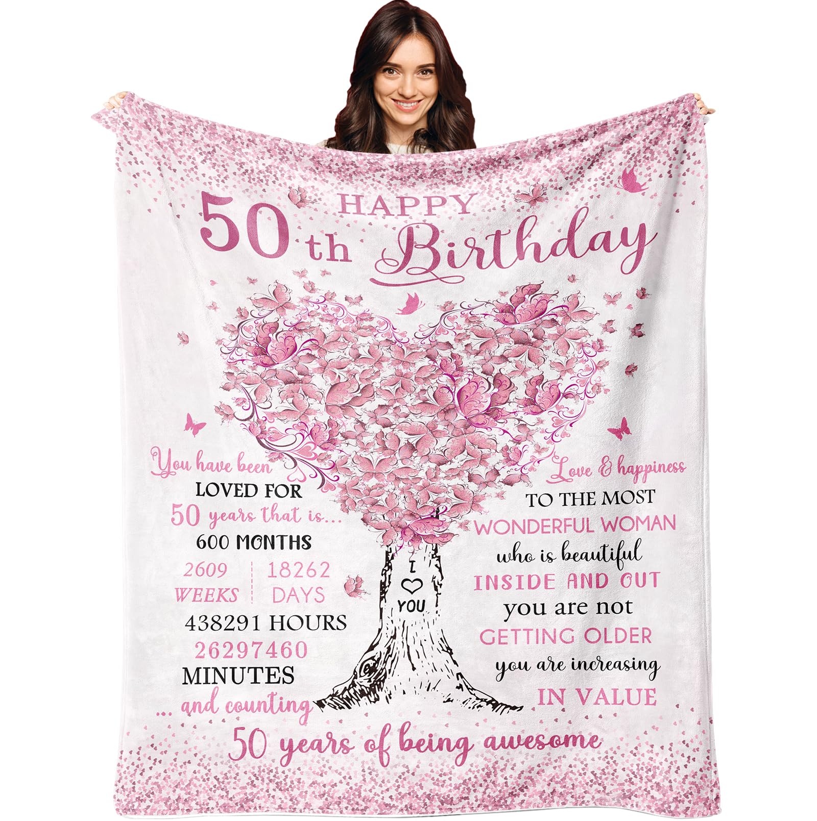 Xalazy 50Th Birthday Gifts For Women Blanket 60'X50', 50Th Birthday Gifts, 50Th Birthday Gift Ideas, 1974 Birthday Gifts, 50 Y