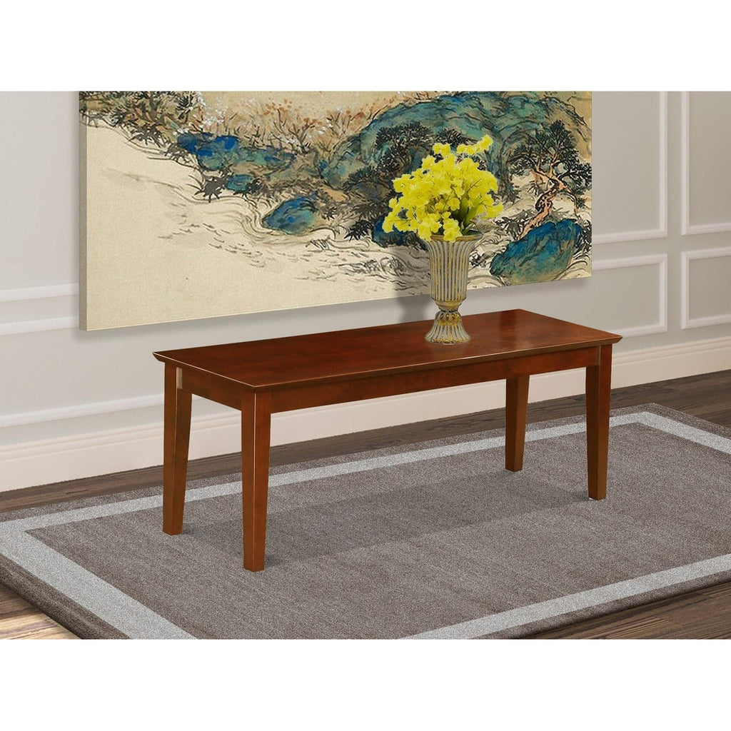 East West Furniture Capri Dining Bench with Wooden Seat, 51x15x18 Inch, Mahogany