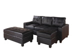 Acme Lyssa Track Arms Bonded Leather Sectional With Ottoman In Black